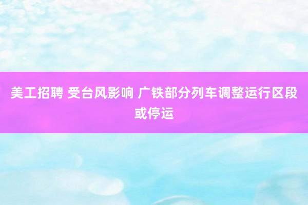 美工招聘 受台风影响 广铁部分列车调整运行区段或停运